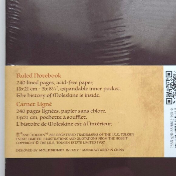Limited Edition Moleskine The Hobbit Burgundy Notebook, Brand New Sealed - Picture 4 of 4